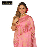 Kavvya Pink Soft And Light Weight Raw Silk Weaving Saree - KAVVYA